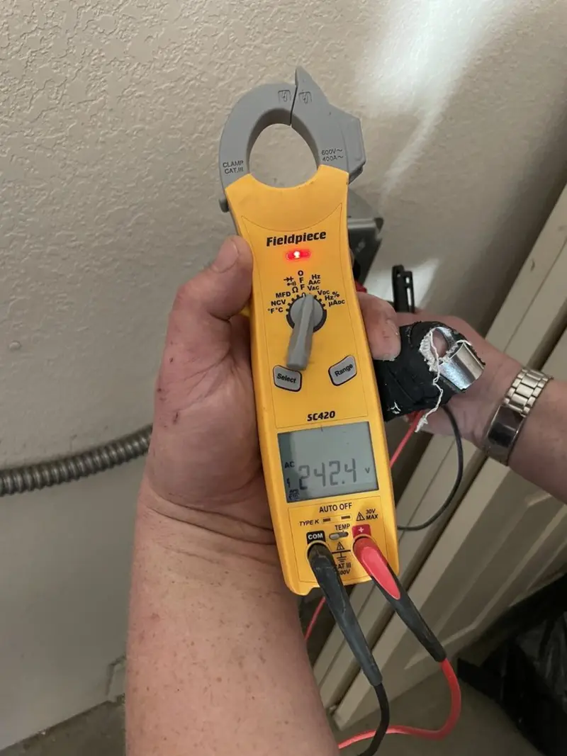 Voltage testing with clamp meter during Generator Installation in Running Springs